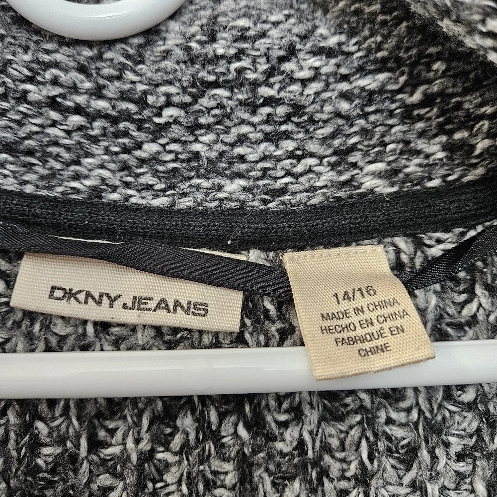 DKNY Jeans Gray/Black Knit Women's Cardigan Plus Size 14/16 - Picture 4 of 5